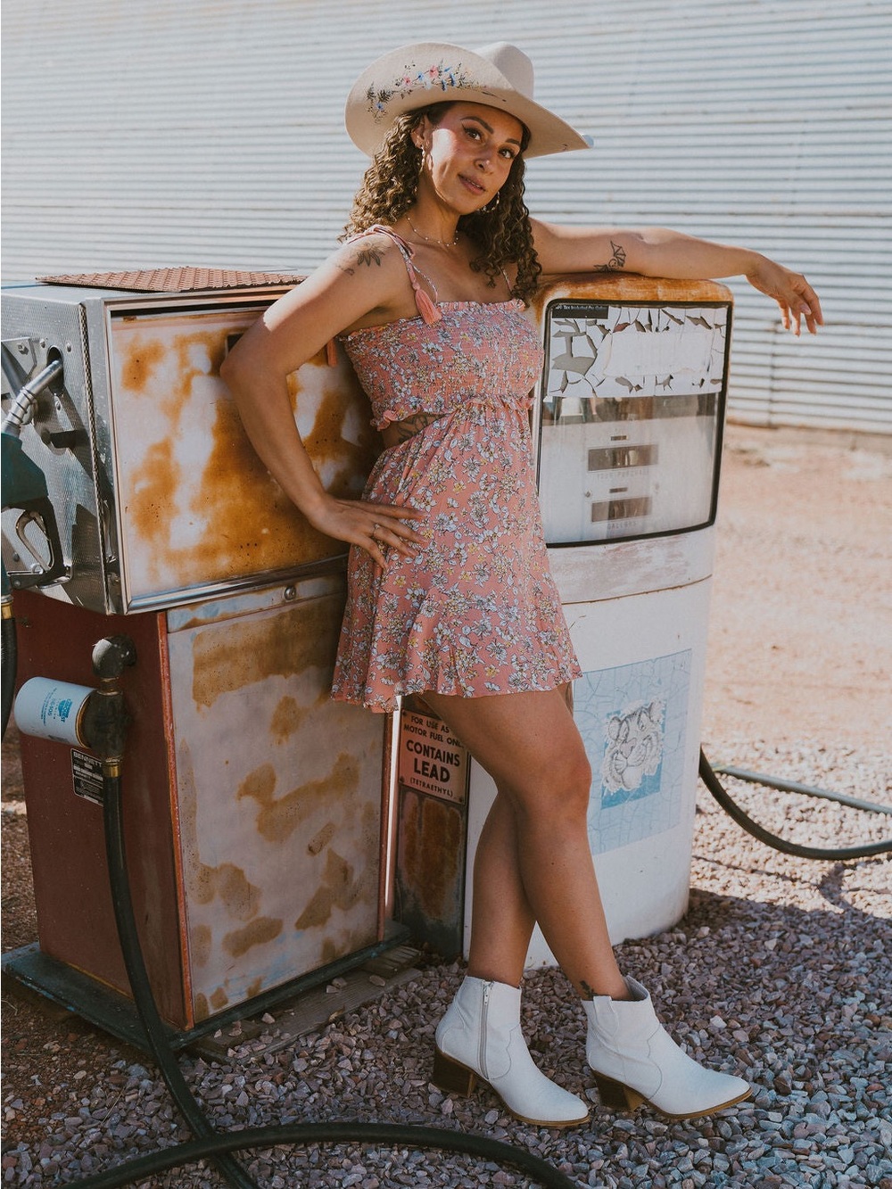 Floral Pink Smocked Sundress with Tie Straps